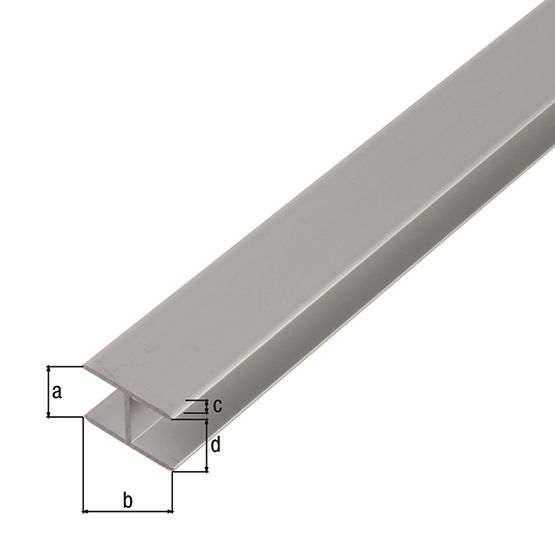Produktbild Alberts H-Profil selbstklemmend, Alu silber elox., LxBxHxS 1000 x 5,9 x 20 x 1,5 mm