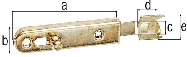 Produktbild Alberts Möbelriegel, gerade, mit Anschlagwinkel, vermessingt, LxB 70 x 16 mm