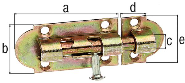 Produktbild Alberts Grendelriegel, m.Knopf, o.Feder, m.Schlaufe, gelb vz, LxB126x34mm bild 2