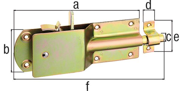 Produktbild Alberts Sicherheits-Stallriegel m. verd. Sperrklinke Schlaufe gelb vz Platte LxB200x70mm bild 2