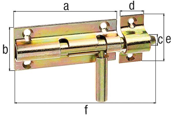 Produktbild Alberts Bolzenriegel, mit loser Schlaufe, gelb verzinkt Platte LxB 120x41mm Ges.-L160mm
