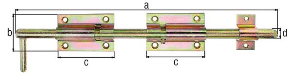 Produktbild Alberts Bolzen-Stangenriegel, mit 2-teiliger Platte, gelb vz, Bolzen Ø16, Länge 600mm bild 2