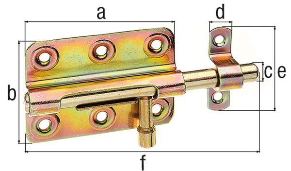 Produktbild Alberts Bolzenriegel, mit befestigter Schlaufe,Edelstahl,Platte LxB 80x59 mm Ges.-L122mm bild 2