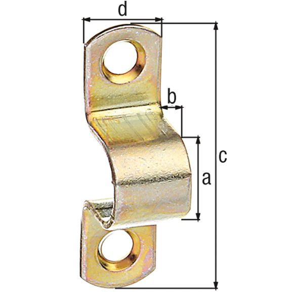 Produktbild Alberts Schlaufe galv.gelb verzinkt, lichte-LxH 18x23 mm, Gesamt-LxB 58x20 mm Karte 2 St