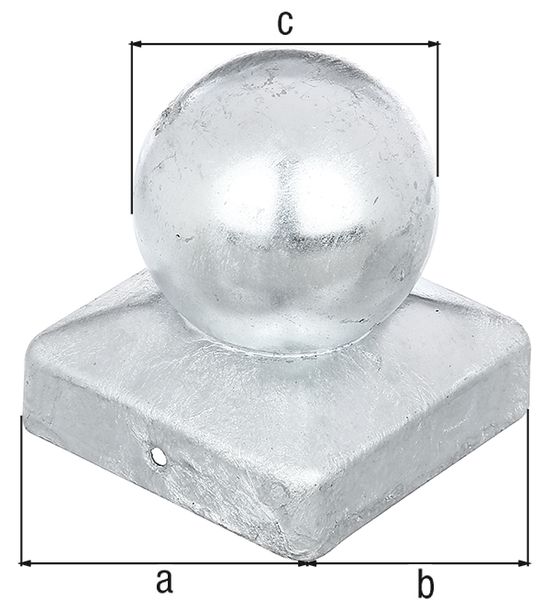 Produktbild Alberts Pfostenkappe, für Holzpfosten, mit Kugel, Edelstahl, LxB 90x90 mm, Kugel Ø80 mm