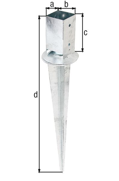 Produktbild Alberts Einschlag-Bodenhülse, für Vierkantholzpfosten, verstellbar, fvz, 71x71/900 mm