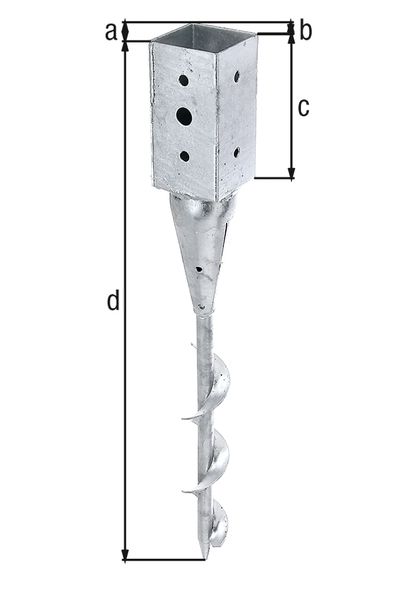 Produktbild Alberts Einschlag-Bodenhülse für Vierkantholzpfosten, feuerverzinkt, 71x71/595 mm