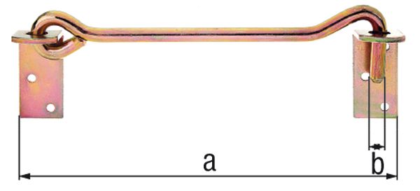 Produktbild Alberts Sturmhaken,m.Gegenpl., gelb verzinkt,z.Anschrauben,Gesamtl. 590 mm,Haken Ø12 mm