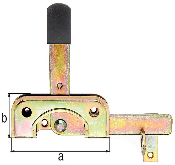 Produktbild Alberts Gartentorfalle,f.schmale Rahmenhölzer,gelb verzinkt,Platten Breite120mm,Höhe50mm