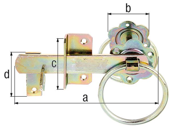 Produktbild Alberts Gartentorverschluss, für hohe Tore oder Flechtzauntüren, galv. gelb verzinkt bild 2