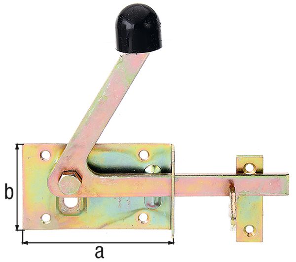 Produktbild Alberts Gartentorfalle,f.schmale Rahmenhölzer,gelb verzinkt,Platten Breite100mm,Höhe60mm