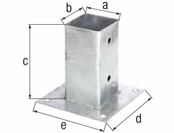 Produktbild Alberts Aufschraubhülse für Vierkantholzpfosten, feuerverzinkt, 71 mm, Platte 150x150 mm