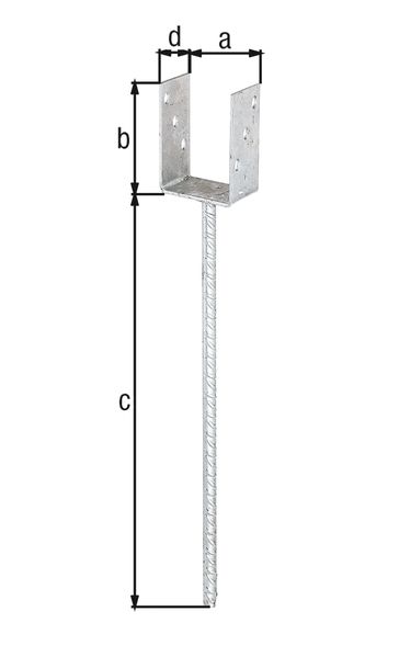 Produktbild Alberts U-Pfostenträger/Betonanker Riffelstahl fvz zEinbet. BxH 101x100mm L Anker 400mm