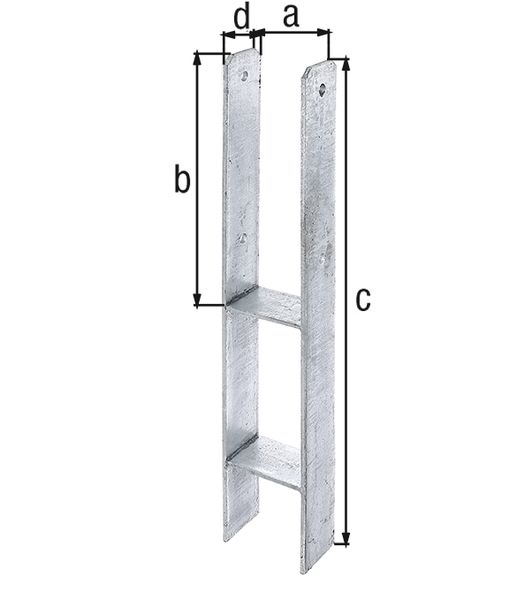 Produktbild Alberts H-Pfostenträger,fvz,zEinbet.,lichte Breite 121mm,Gesamthöhe 800mm,Stärke 6mm