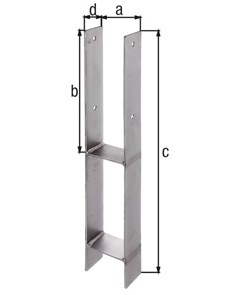 Produktbild Alberts H-Pfostenträger VA z. Einbetonieren lichte Breite 91mm Höhe 600mm Stärke 4mm