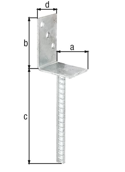 Produktbild Alberts L-Pfostenträger mit Betonanker aus Riffelstahl, feuerverzinkt, Breite 80 mm