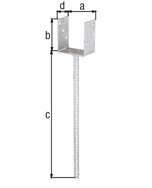 Produktbild Alberts U-Pfostenträger/Betonanker Riffelstahl fvz zEinbet. BxH 91x100mm L Anker 400mm