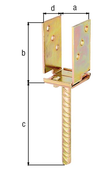 Produktbild Alberts U-Pfostenträger, breitenverstellbar 71 - 131 mm, gelb verzinkt, z. Einbetonieren