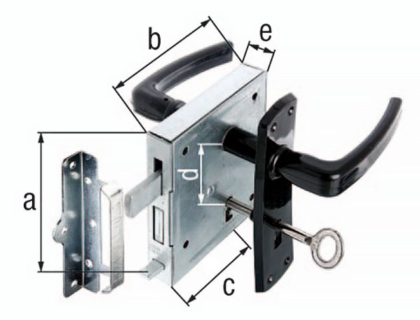 Produktbild Alberts Kastenschloss, Lochung BB, mit Nachtriegel, galv. blau verzinkt, 118x100 mm