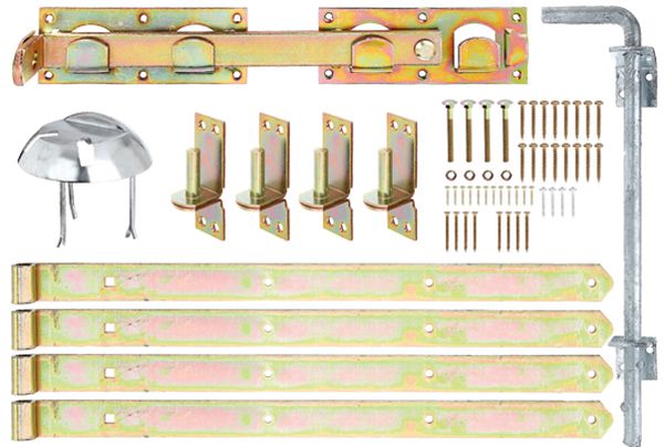 Produktbild Alberts Beschlagsortiment, für Jägerzaun-Doppeltore, galvanisch gelb verzinkt