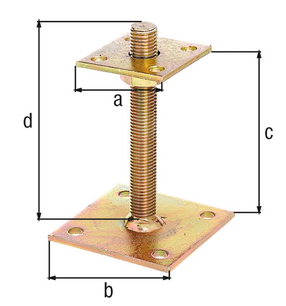 Produktbild Alberts I-Pfostenträger,höhenverst.30-150mm gelb verzinkt z.Aufschrauben Platte o.70x70