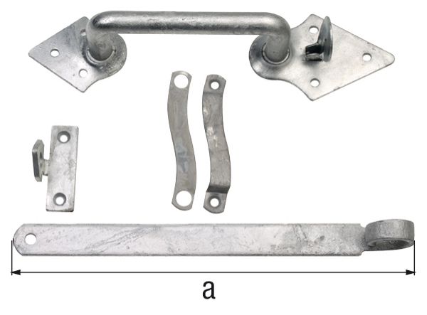 Produktbild Alberts Klinken-Set f. Flechtzaun-u.leichte Holztore, feuerverzinkt, L 260 mm
