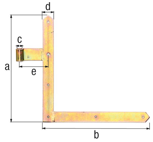 Produktbild Alberts Tor-Winkelband, Abschluss spitz, unten, feuerverzinkt, HxL 400x400mm,Rolle Ø16mm