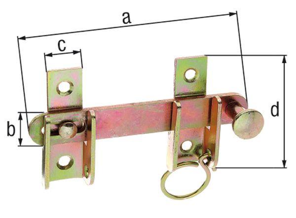 Produktbild Alberts Schlagladen-Überwurf Feststell-Vorr. galv.gelb verzinkt L 120mm Platte18x65mm