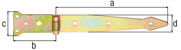 Produktbild Alberts Werfgehänge, gelb verzinkt, Scharnier LxB 48x77, Band LxB 252x35 mm