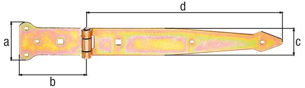 Produktbild Alberts Werfgehänge, gelb verzinkt, Scharnier LxB 63x101, Band LxB 300x45 mm