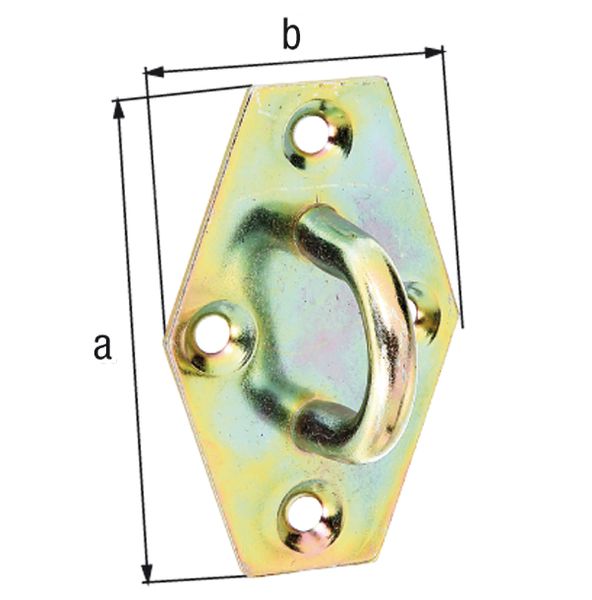 Produktbild Alberts Öse auf Platte, galv. gelb verz, Länge 64 mm, Breite 41 mm bild 2