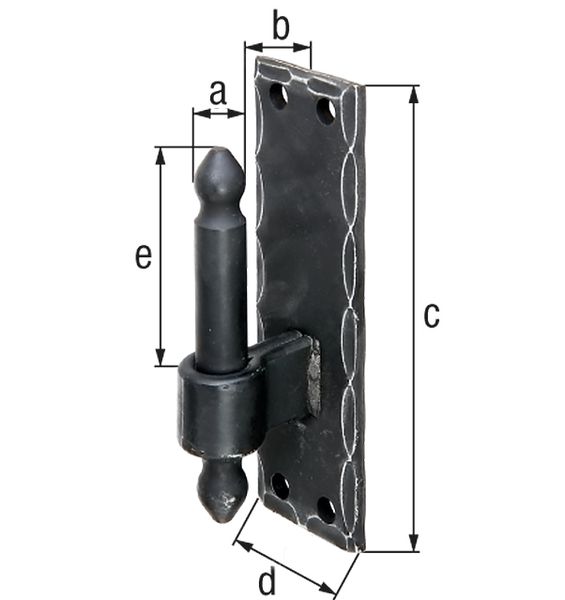 Produktbild Alberts Kloben auf Platte,randgehämmert,schwarz,DornØ16mm Abstand25mm Platte HxB150x45mm