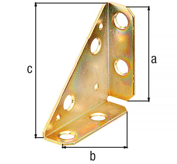Produktbild Alberts Eckplatte, galv. gelb verzinkt, Schenkellängen 50 mm, Breite 70 mm bild 2