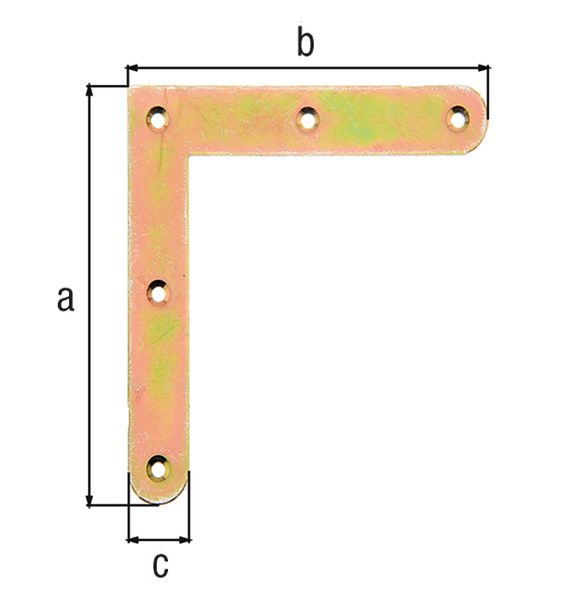 Produktbild Alberts Eckwinkel mit abgerundeten Enden, galvanisch gelb verzinkt, HxLxB 150x150x20 mm
