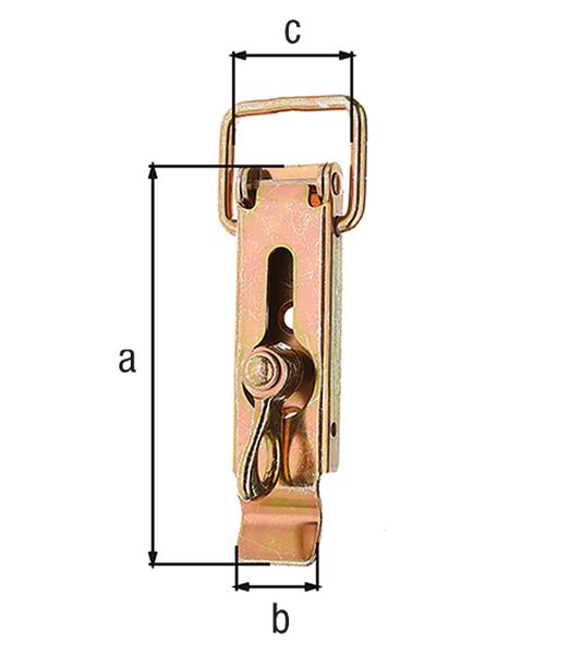 Produktbild Alberts Kistenverschluss, m.Vorreiber u.Schlossöse, o.Haken,galv.gelb verz.,HxB 93x24 mm