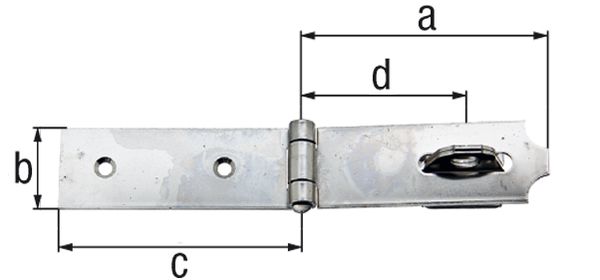 Produktbild Alberts Überfalle, mit Öse, Edelstahl, LxB Überfalle: 99x35, L Anschraubplatte: 99 mm