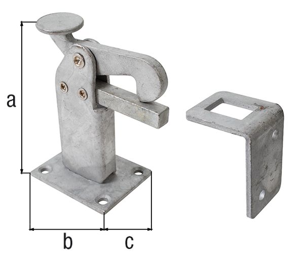 Produktbild Alberts Torfeststeller, feuerverzinkt, zum Aufschrauben, Höhe 95 mm, Platten BxT 65x50mm
