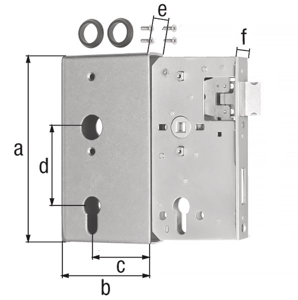Produktbild Alberts Schlosskasten Stahl roh Dornmaß 60 mm