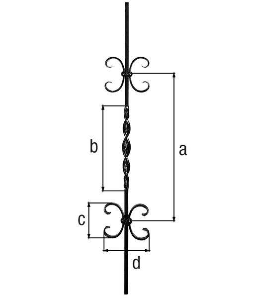 Produktbild Alberts Zierstab 900 mm Länge Stahl roh mit Vierkantstab 12 x 12 mm