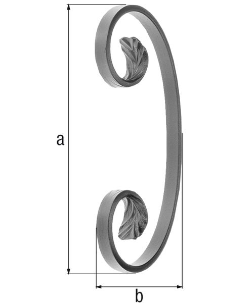 Produktbild Alberts Schnörkel,  Typ C, Stahl roh,   12x6 mm,  Schnörkel HxB 110x60 mm