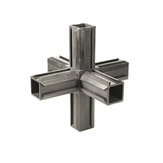 Produktbild Alberts XD-Rohrverbinder Kreuzstück m.2 zus.Abgängen, Kunst. schwz, für 20 x 20 x 1,5 mm