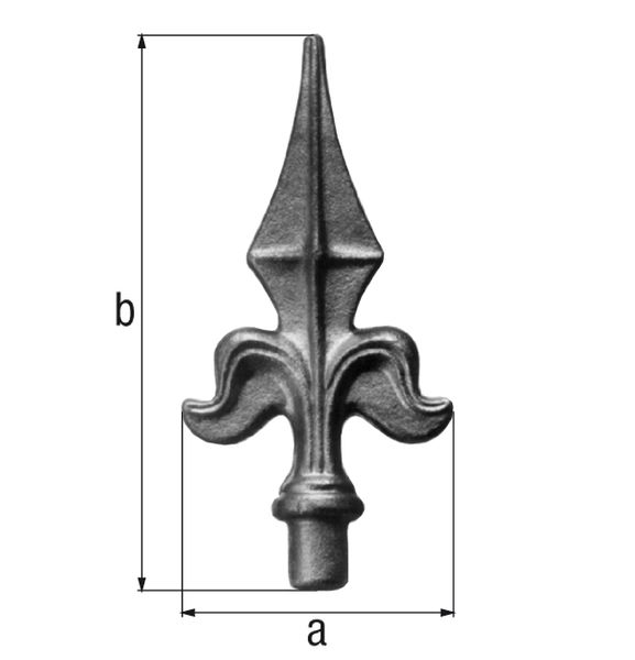 Produktbild Alberts Zierelement Spitze, Stahl roh, Breite 60 mm, Höhe 132 mm