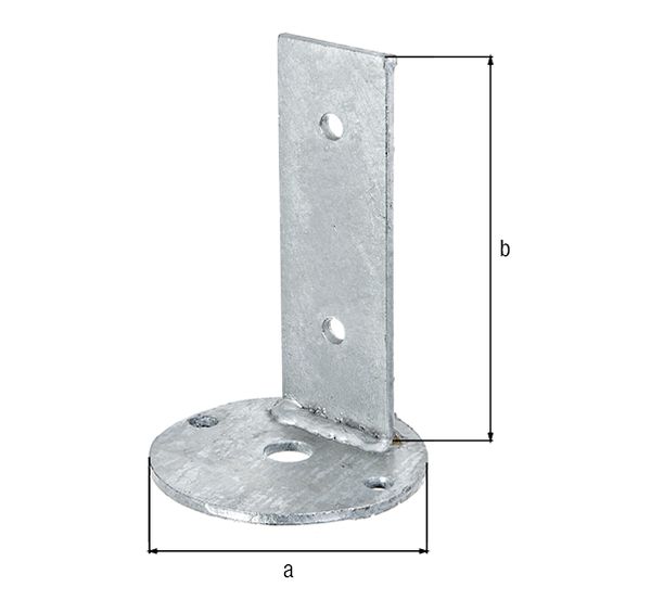 Produktbild Alberts Befestigungswinkel, feuerverzinkt, zum Aufschrauben, Aufschraubplatte: Ø100 mm
