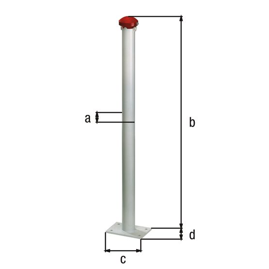 Produktbild Alberts Absperrpfosten verzinkt, weiß, zum Einbetonieren, 60 mm Drm.