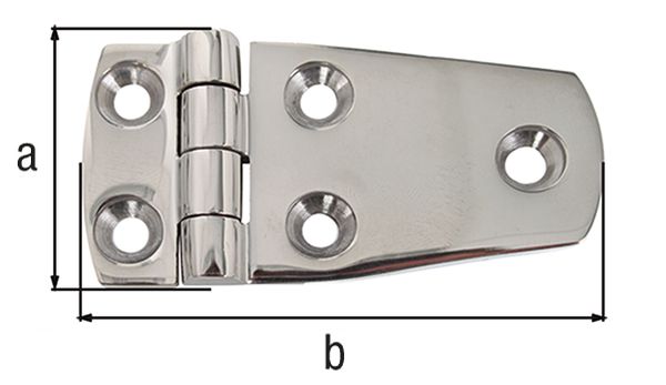 Produktbild Alberts Scharnier SB-verpackt Material: Edelstahl, HxB: 38x68mm, 5 Löcher à Ø5,5 mm