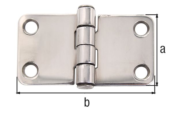 Produktbild Alberts Scharnier SB-verpackt Material: Edelstahl, HxB: 38x68mm, 4 Löcher à Ø5,5 mm