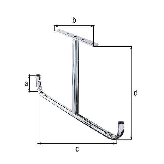 Produktbild Alberts Deckenhaken T-Form, abgewinkelt, galv. blau verzinkt, Stahlrohr Ø18 mm