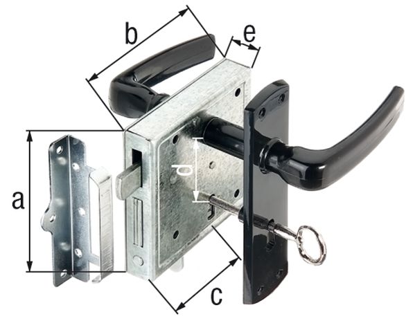 Produktbild Alberts Kastenschloss, BB, mit Nachtriegel, blau verzinkt, 100x105 mm, Karte à 1 St.