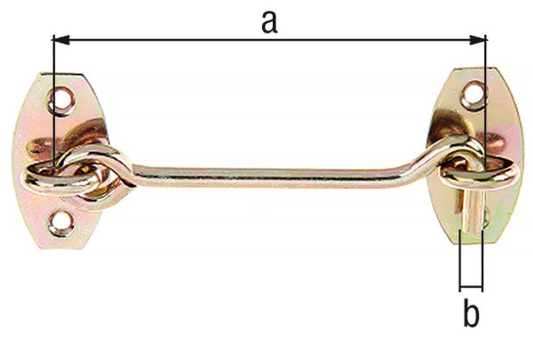 Produktbild Alberts Sturmhaken,a.Platte,galv.gelb verzinkt,z.Einschrauben,Haken Ø5,2 mm,Karte à 1 St