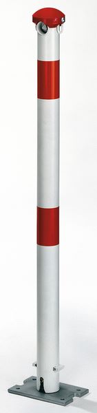 Produktbild Alberts Pfosten Grünenthal weiß rot zum Aufschrauben 60mm mit Dreikantschloss